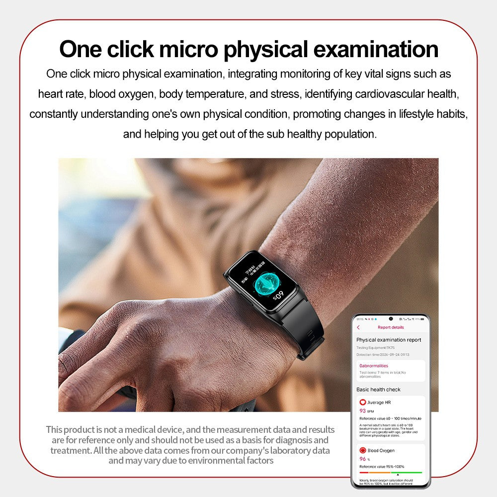 TK75 1.47 Inch Smart Bracelet Heart Rate Blood Oxygen Body Temperature Monitor Fitness Tracker