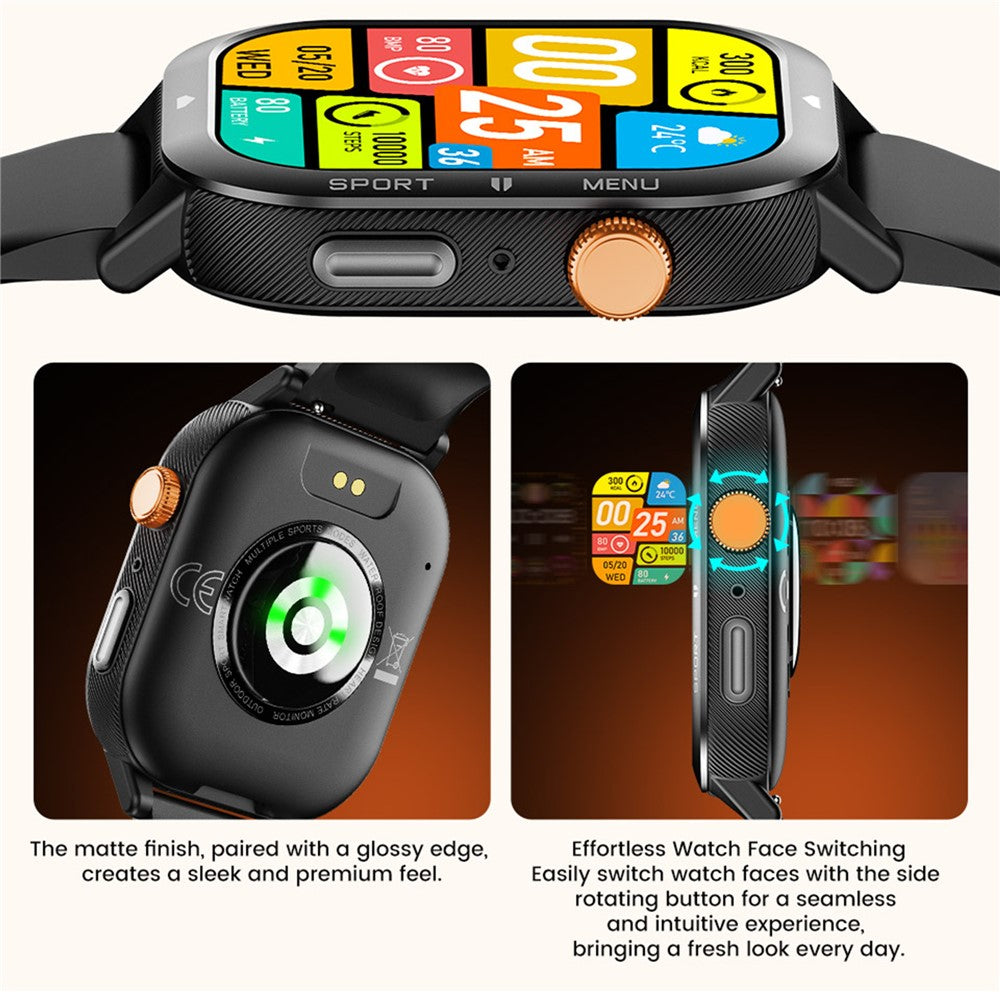 C30 Multifunction Smart Watch 1.95 Inch Large Screen 1ATM Waterproof Pedometer for Men Women Fitness Tracker