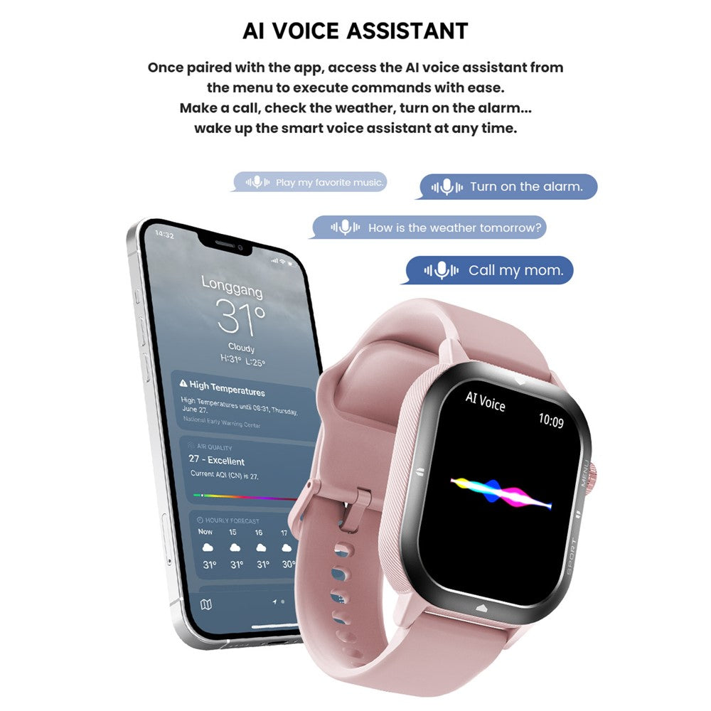 C30 Multifunction Smart Watch 1.95 Inch Large Screen 1ATM Waterproof Pedometer for Men Women Fitness Tracker