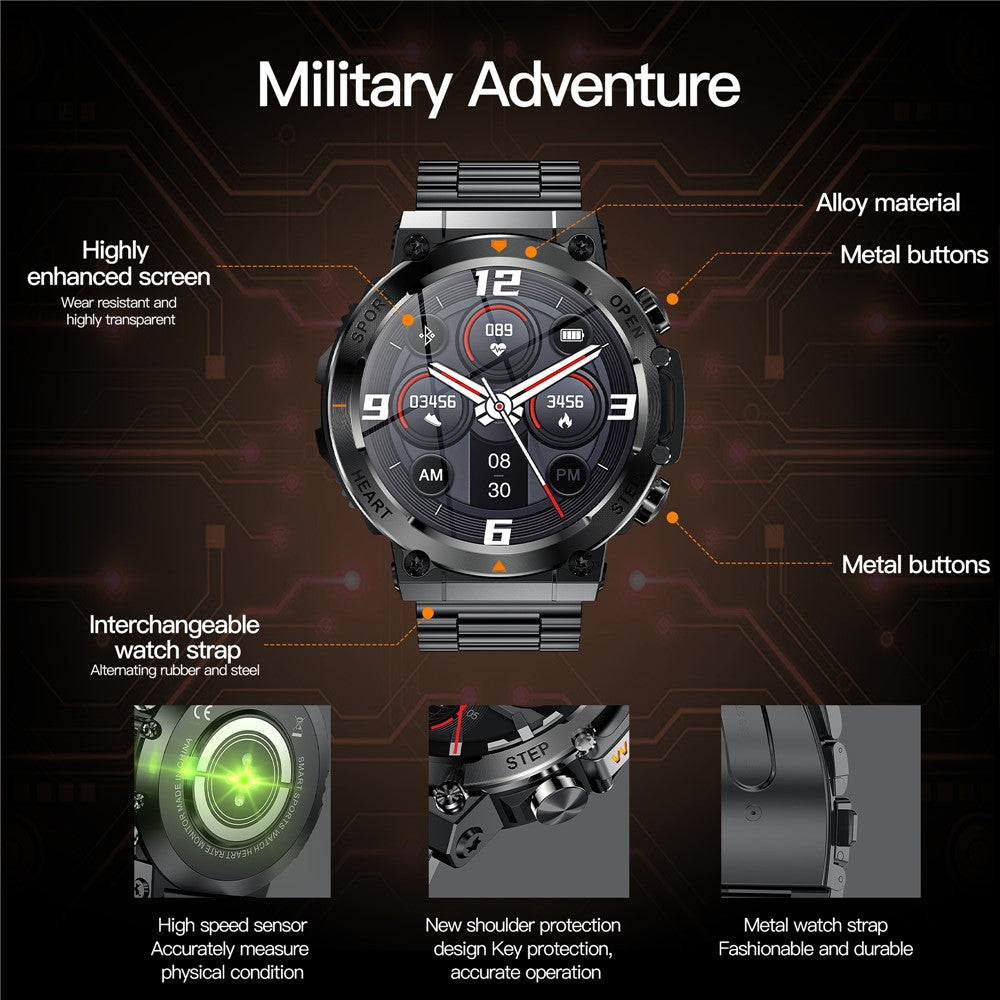 AK61 Steel Band Smart Watch Bluetooth-compatible Calling Fitness Tracker Waterproof 1.39 Inch Health Monitoring Watch