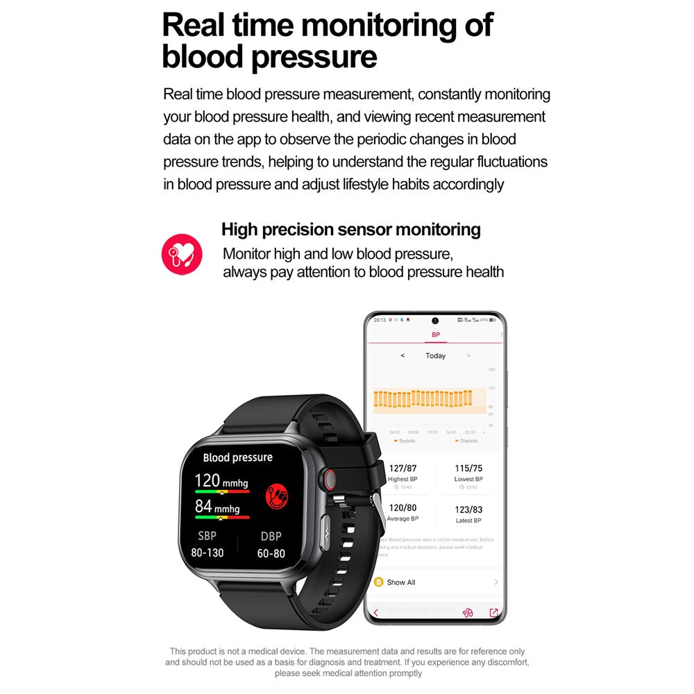 TK17 Silicone Strap 1.91 Inch Smart Watch Bluetooth-compatible Call ECG Health Monitor Waterproof Sports Pedometer Watch