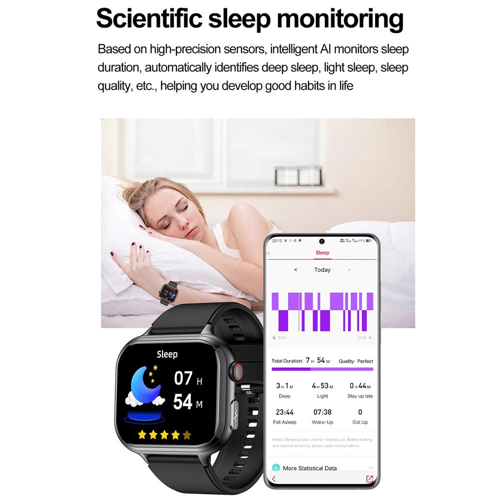 TK17 Silicone Strap 1.91 Inch Smart Watch Bluetooth-compatible Call ECG Health Monitor Waterproof Sports Pedometer Watch