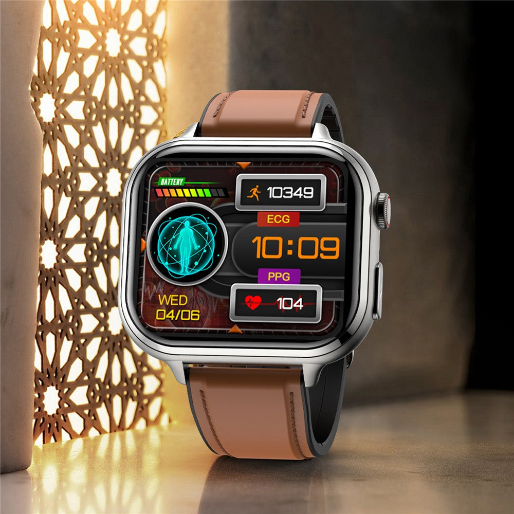 TK17 Leather Strap 1.91 Inch Smart Watch Bluetooth-compatible Call ECG Health Monitor Waterproof Sports Pedometer Watch