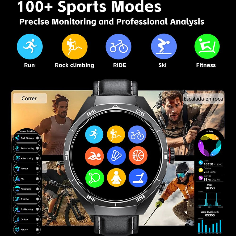 GT97 2 in 1 Bluetooth-compatible TWS Earphones 1.53 Inch Round Screen Heart Rate Monitor Smart Watch