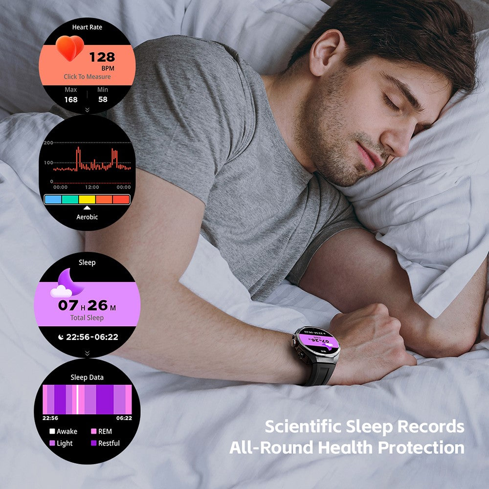 GT97 2 in 1 Bluetooth-compatible TWS Earphones 1.53 Inch Round Screen Heart Rate Monitor Smart Watch