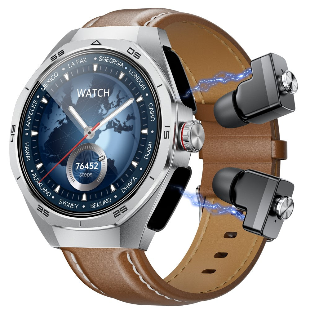GT97 2 in 1 Bluetooth-compatible TWS Earphones 1.53 Inch Round Screen Heart Rate Monitor Smart Watch