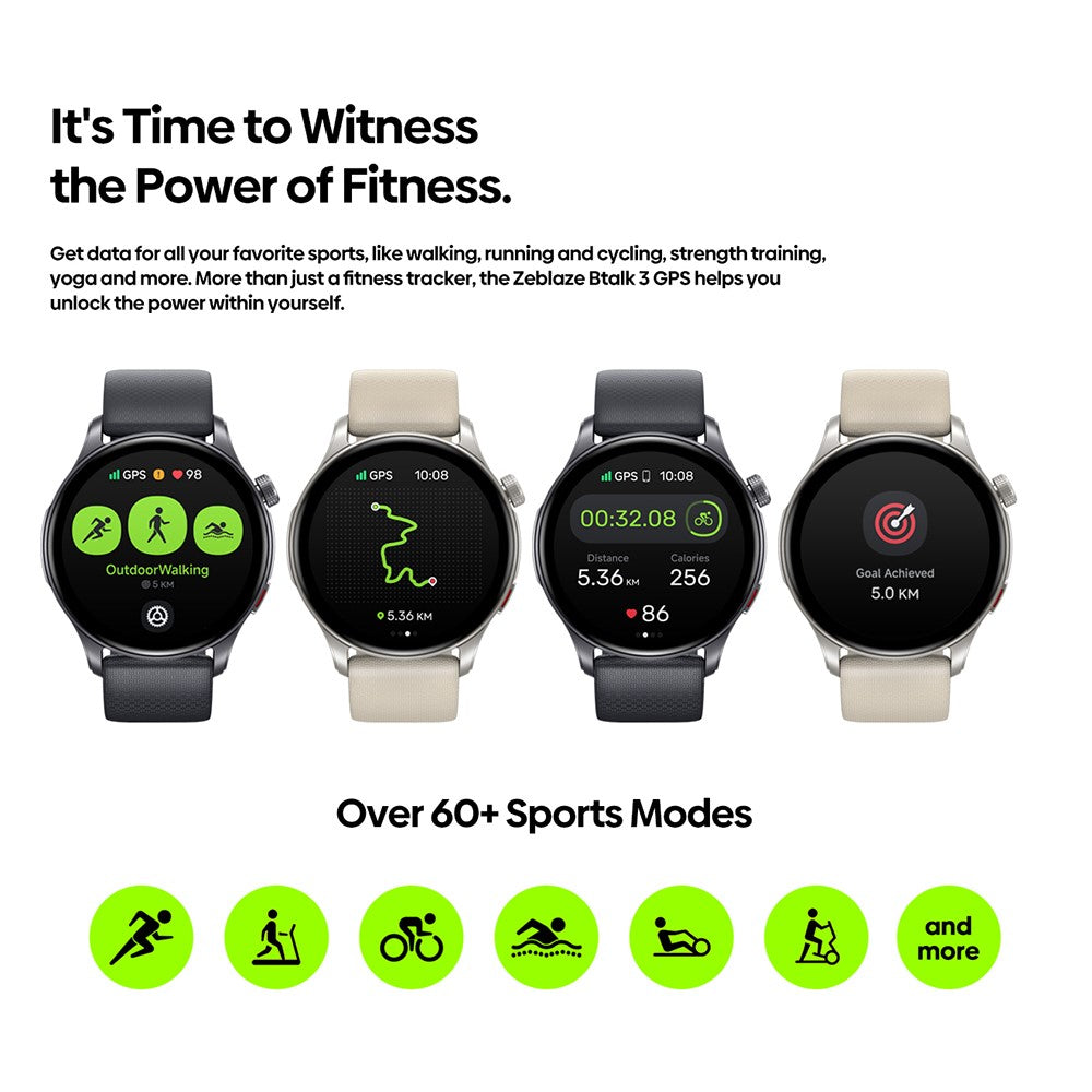 ZEBLAZE Btalk 3 GPS Smart Watch 1.43 Inch AMOLED Screen Outdoor Sports Tracker Health Monitor