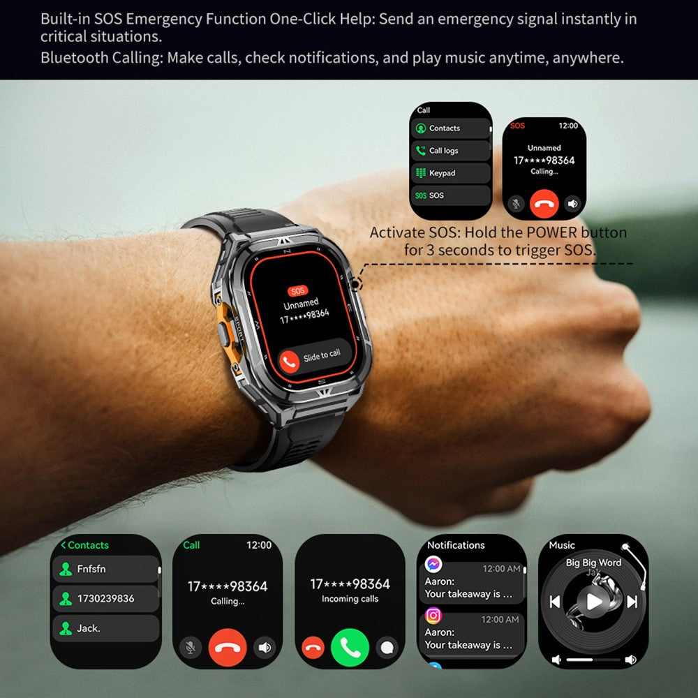 X5 GPS Sports Watch 1.96 Inch AMOLED Screen Heart Rate Monitor 5 ATM Waterproof Smart Watch