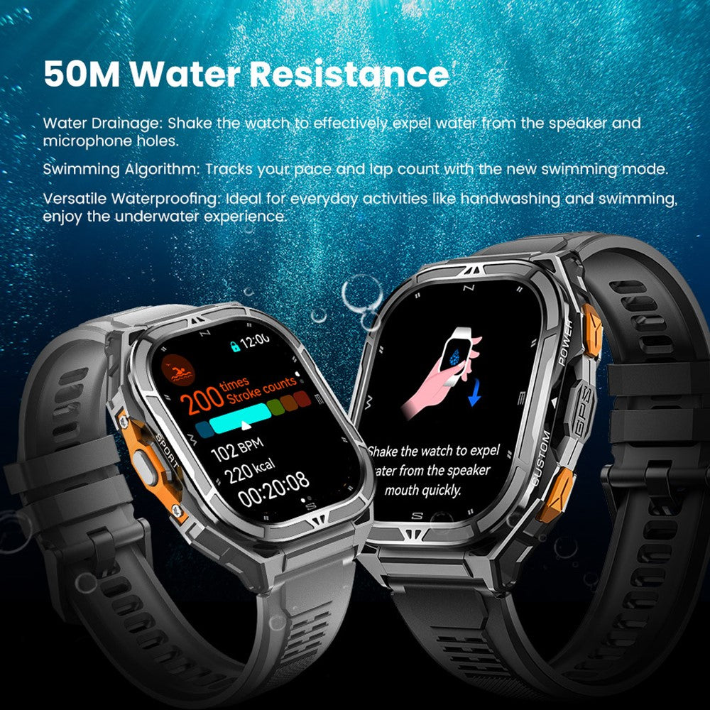 X5 GPS Sports Watch 1.96 Inch AMOLED Screen Heart Rate Monitor 5 ATM Waterproof Smart Watch
