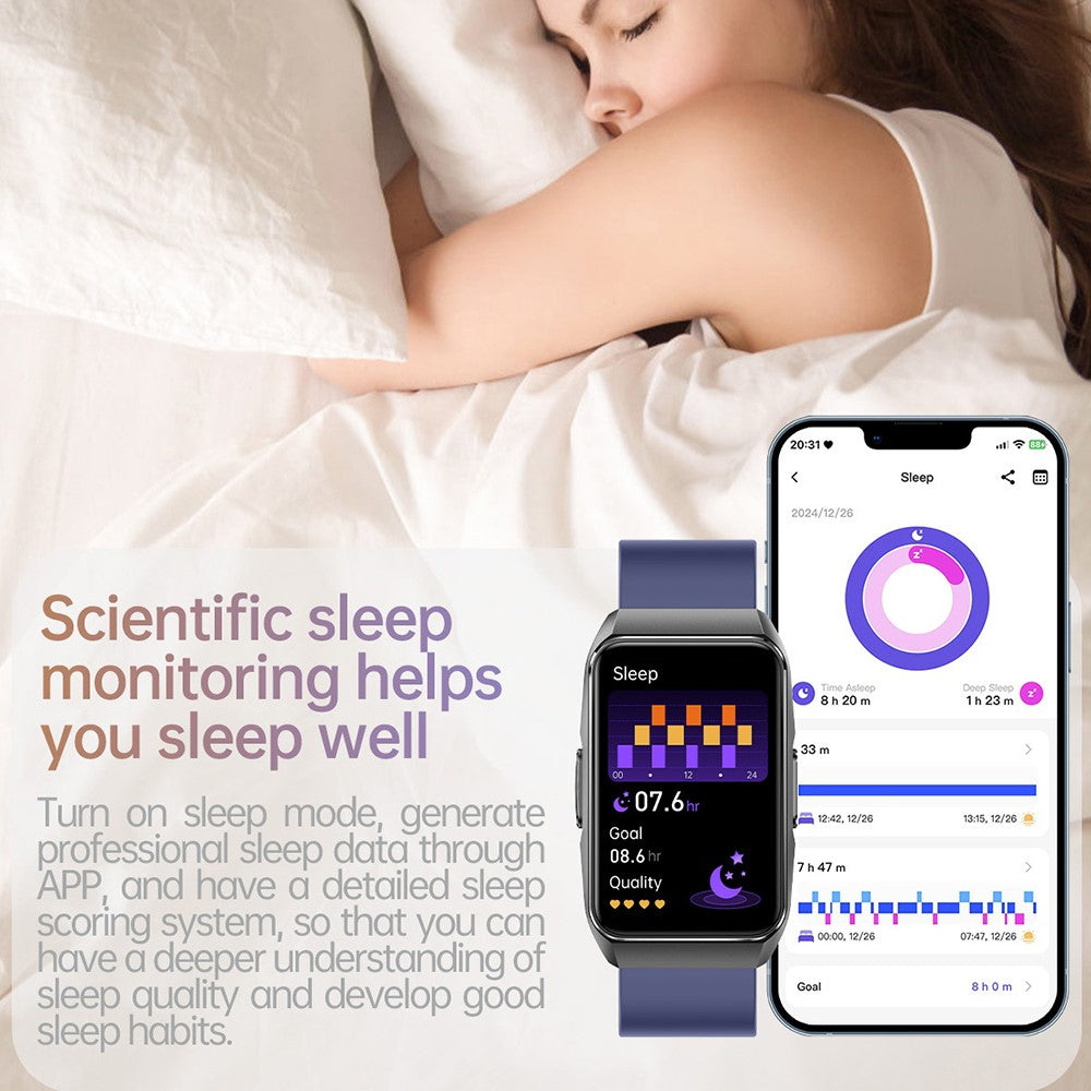 ET650 Silicone Strap Smart Bracelet Body Temperature Health Monitor Bluetooth-Compatible Call Smart Watch