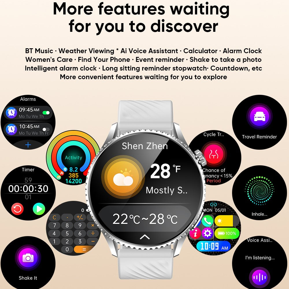 MT800 ECG Smart Watch 1.56 Inch AMOLED Curved Screen Bluetooth-Compatible Calling Heart Rate Monitor Watch