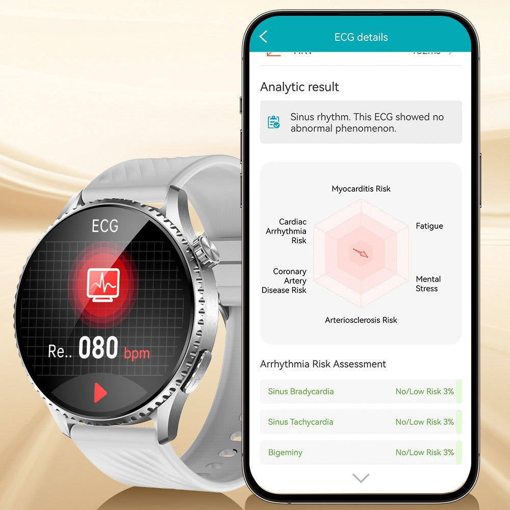 MT800 ECG Smart Watch 1.56 Inch AMOLED Curved Screen Bluetooth-Compatible Calling Heart Rate Monitor Watch