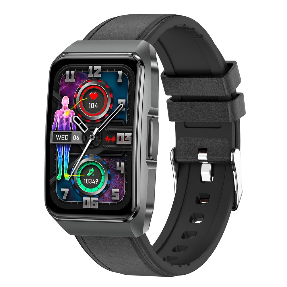 ET650 Leather + Silicone Strap Smart Bracelet Body Temperature Health Monitor Bluetooth-Compatible Call Smart Watch