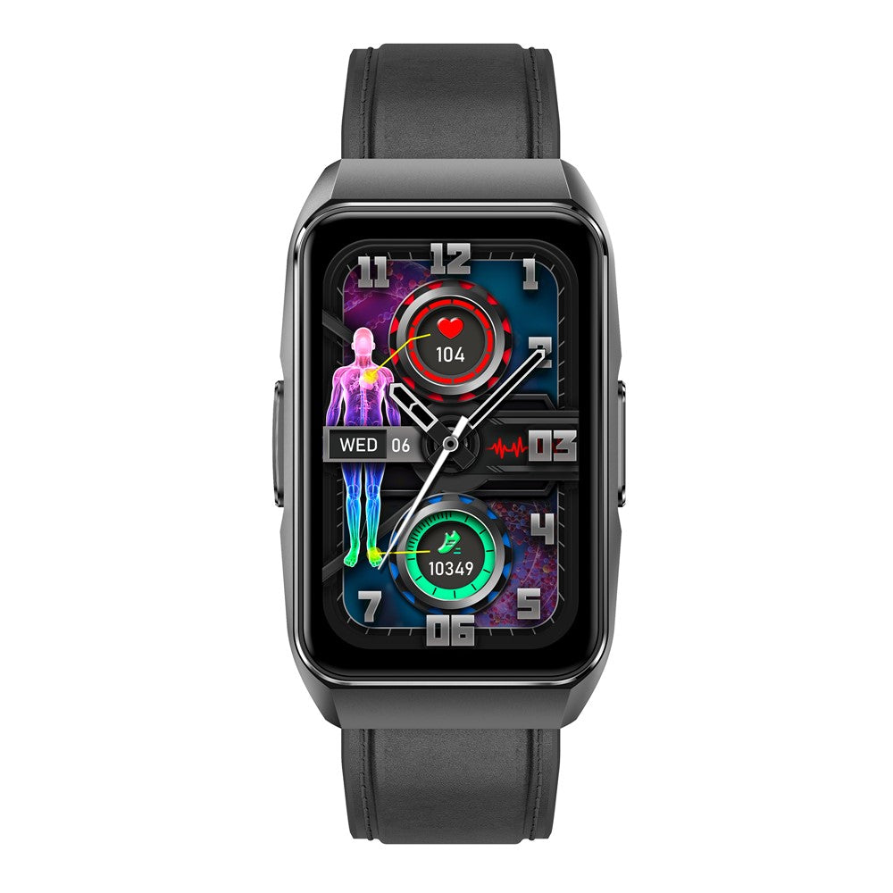 ET650 Leather + Silicone Strap Smart Bracelet Body Temperature Health Monitor Bluetooth-Compatible Call Smart Watch