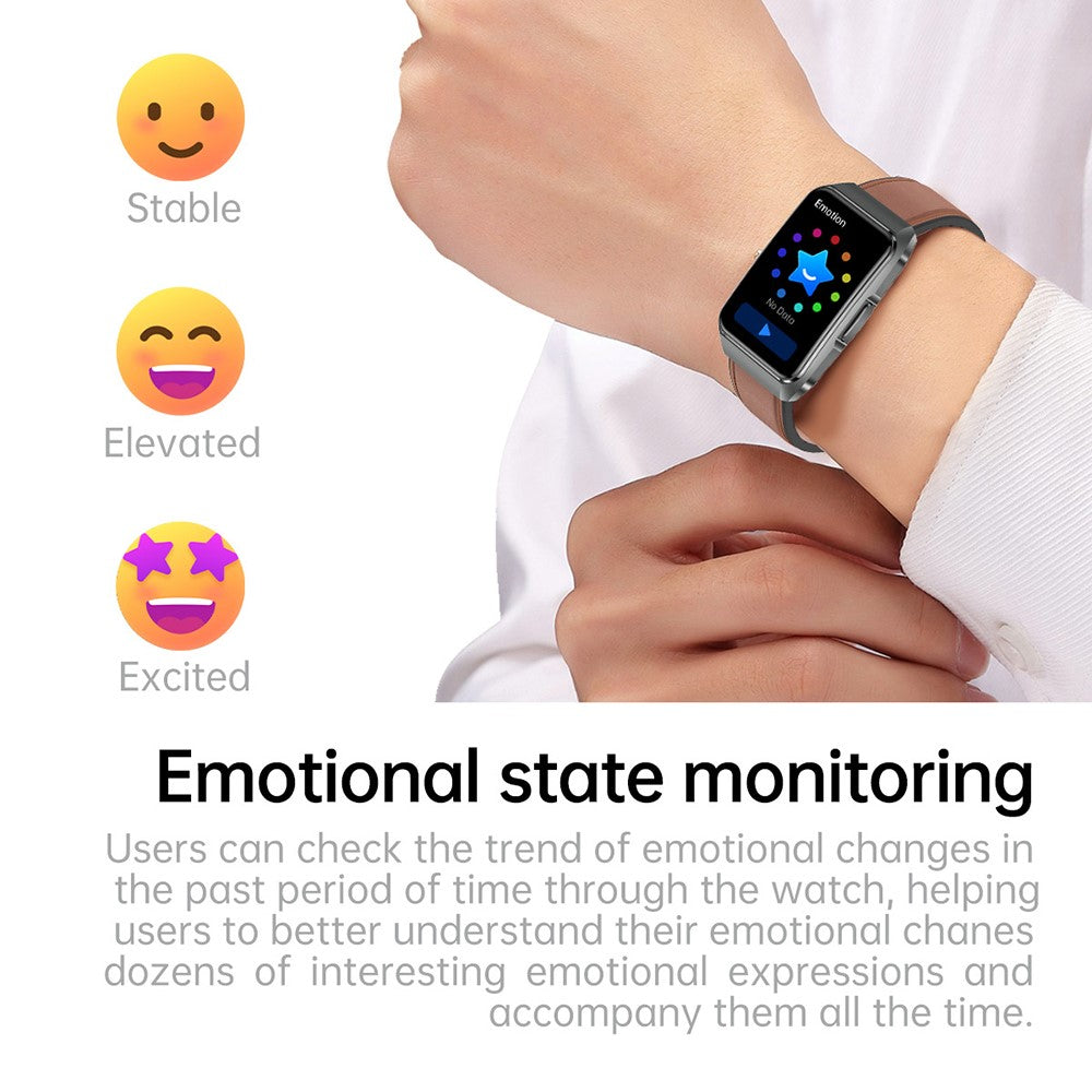 ET650 Leather + Silicone Strap Smart Bracelet Body Temperature Health Monitor Bluetooth-Compatible Call Smart Watch
