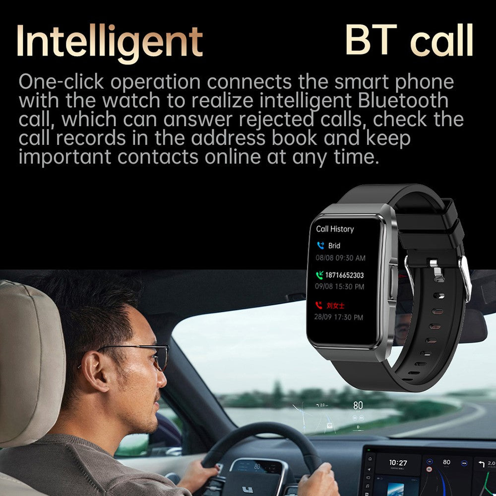 ET650 Leather + Silicone Strap Smart Bracelet Body Temperature Health Monitor Bluetooth-Compatible Call Smart Watch