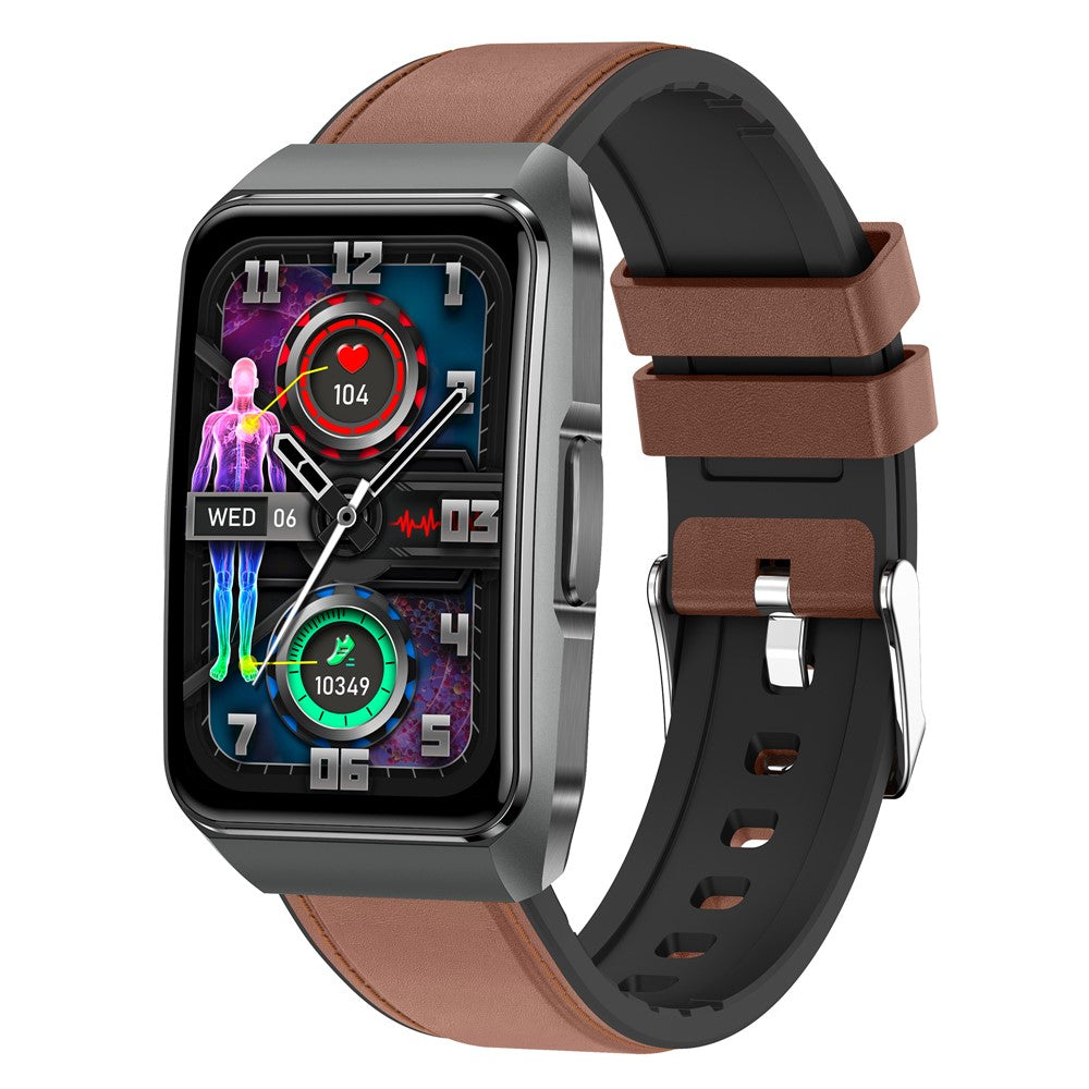 ET650 Leather + Silicone Strap Smart Bracelet Body Temperature Health Monitor Bluetooth-Compatible Call Smart Watch