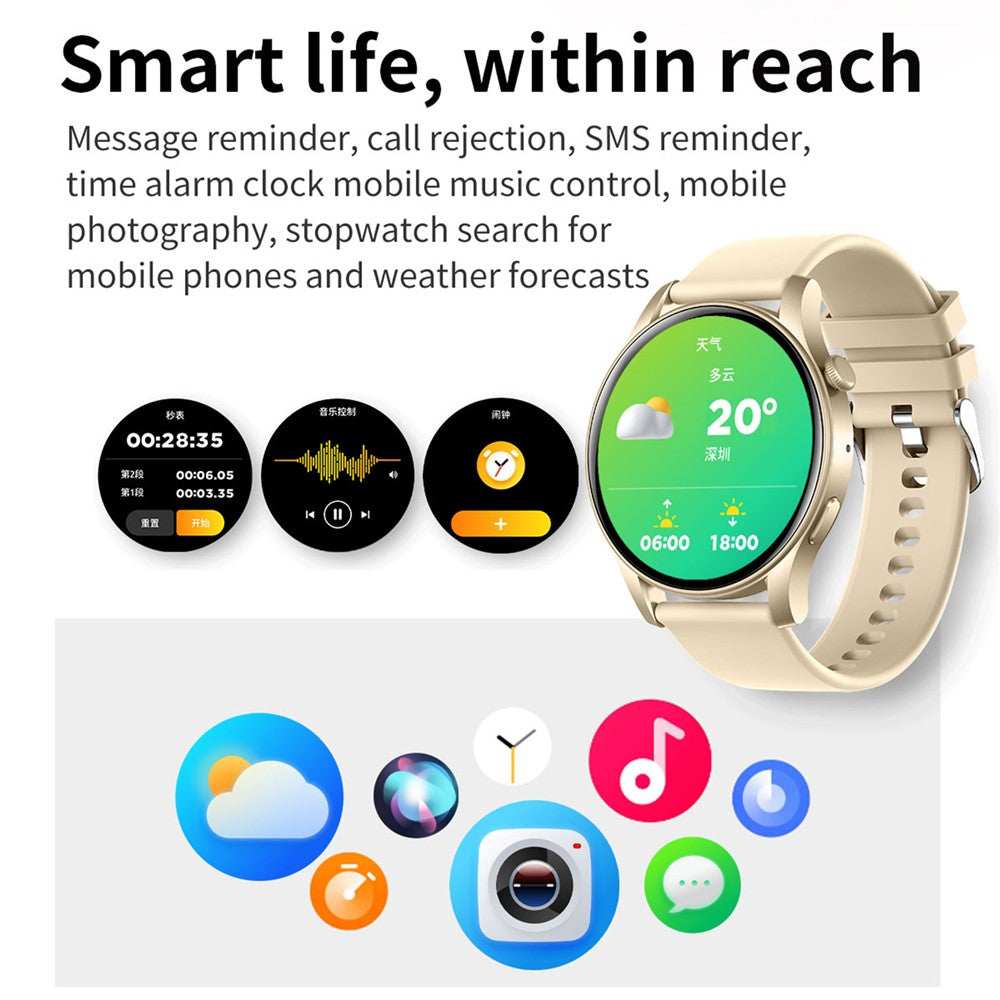KC88 1.43 Inch AMOLED Screen Smart Watch Bluetooth-Compatible Calling Heart Rate Blood Pressure Monitor