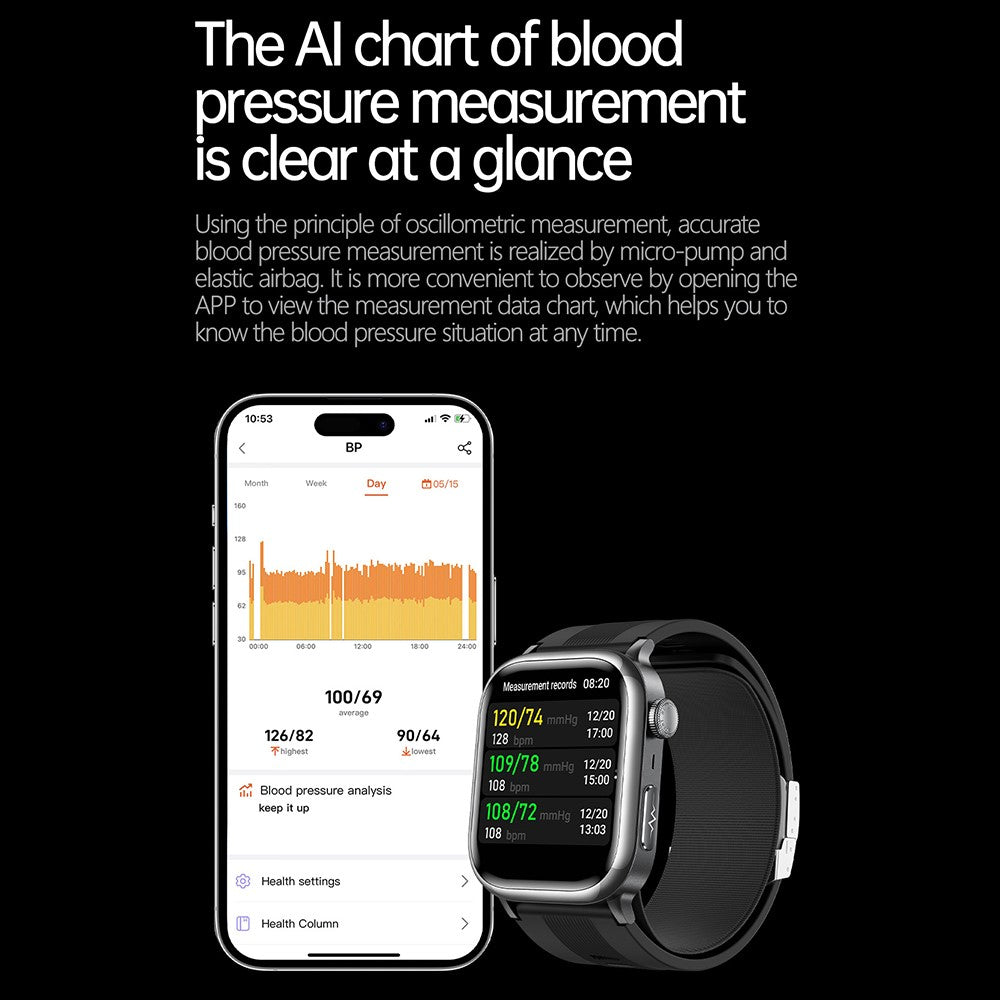 TK66 Smart Watch Blood Pressure ECG Health Monitor Bluetooth-Compatible Calling SOS Emergency Alert Watch
