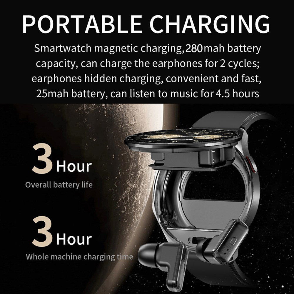 T97 2 in 1 Smart Watch with Wireless Earbuds Bluetooth-Compatible Call Health Monitoring Sports Waterproof Watch