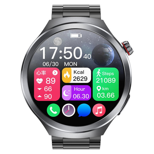 ET475 1.73 Inch AMOLED Screen Smart Watch ECG Health Monitor Bluetooth-Compatible Calling Watch, Steel Strap