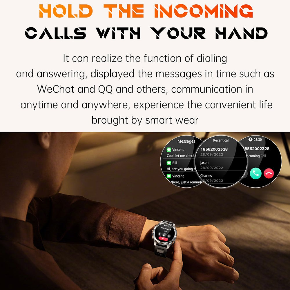 KT80 Outdoor Sports Smart Watch 3ATM Waterproof Bluetooth-Compatible Calling Wristwatch with Flashlight
