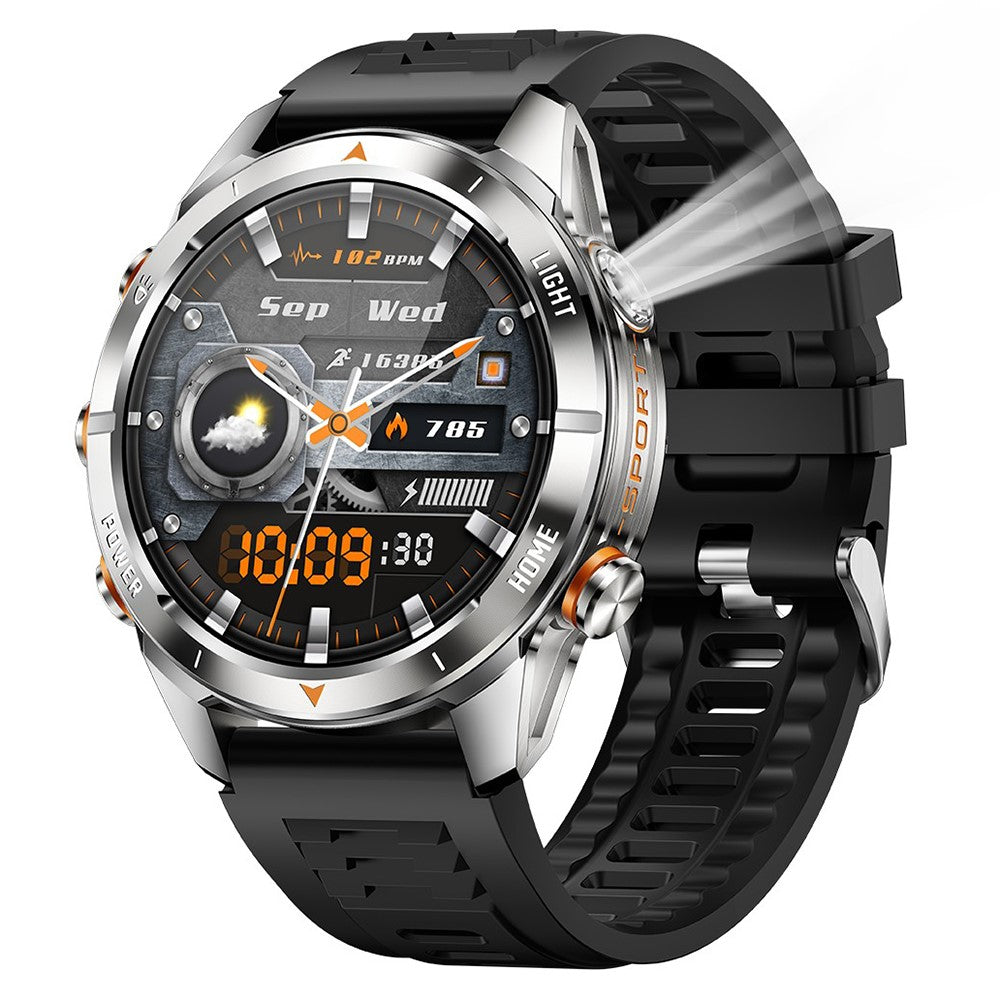 KT80 Outdoor Sports Smart Watch 3ATM Waterproof Bluetooth-Compatible Calling Wristwatch with Flashlight