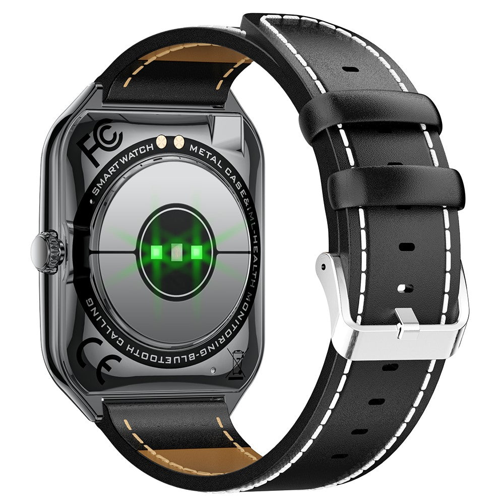 MT61 Ultra Thin Smart Watch 1.96 Inch AMOLED Curved Screen Bluetooth-Compatible Calling Health Monitor, Leather Strap
