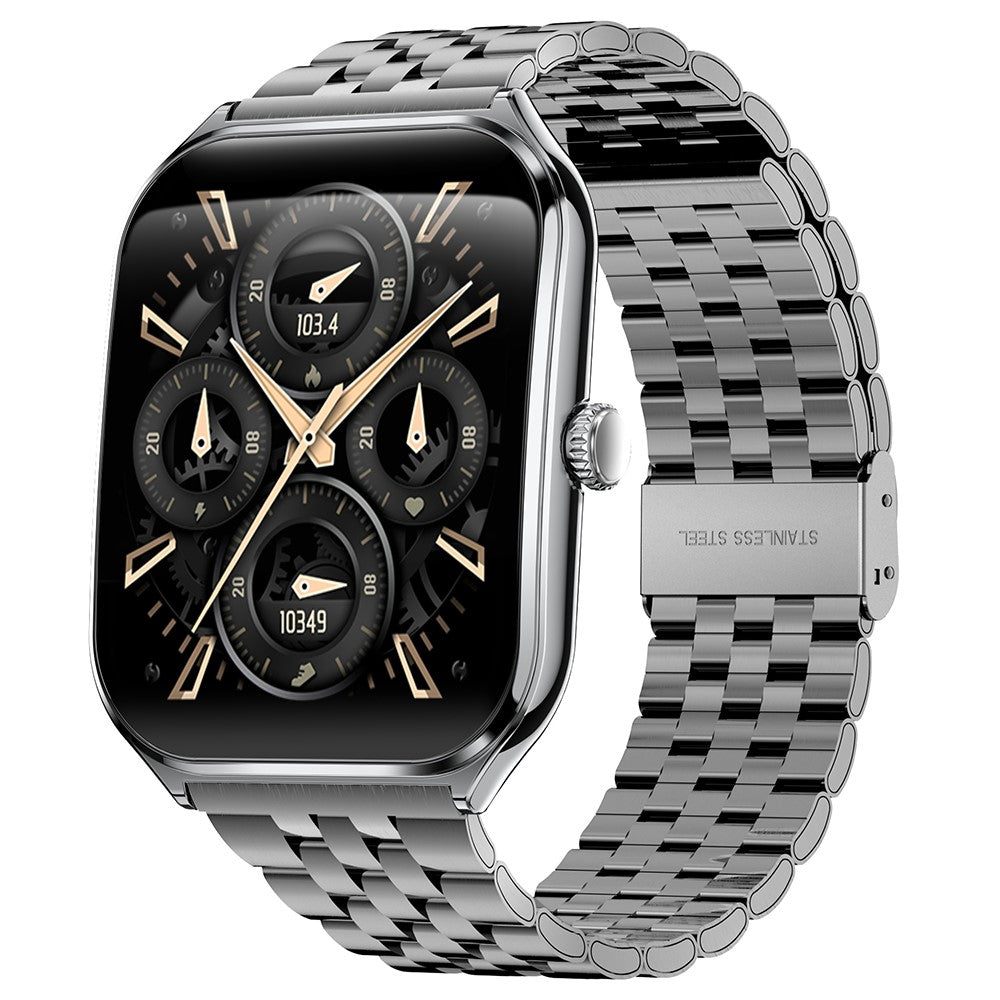 MT61 Ultra Thin Smart Watch 1.96 Inch AMOLED Curved Screen Bluetooth-Compatible Calling Health Monitor, Steel Strap