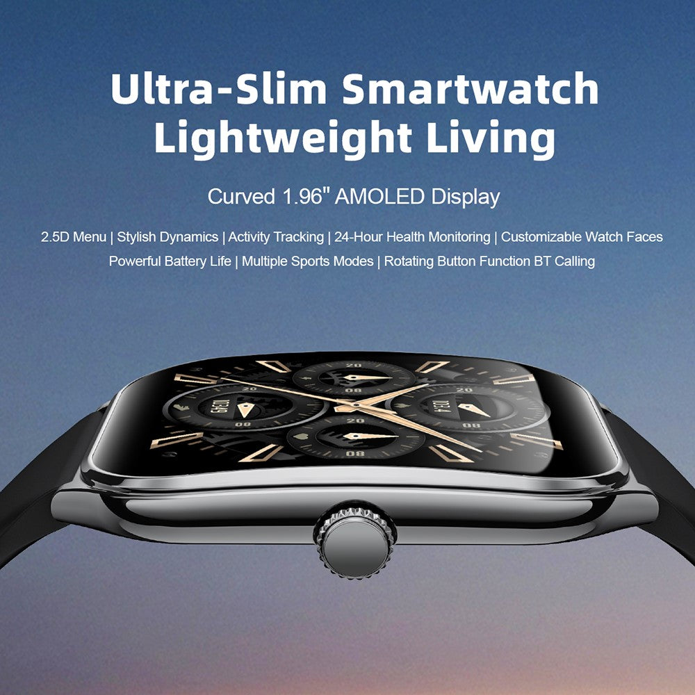 MT61 Ultra Thin Smart Watch 1.96 Inch AMOLED Curved Screen Bluetooth-Compatible Calling Health Monitor, Steel Strap