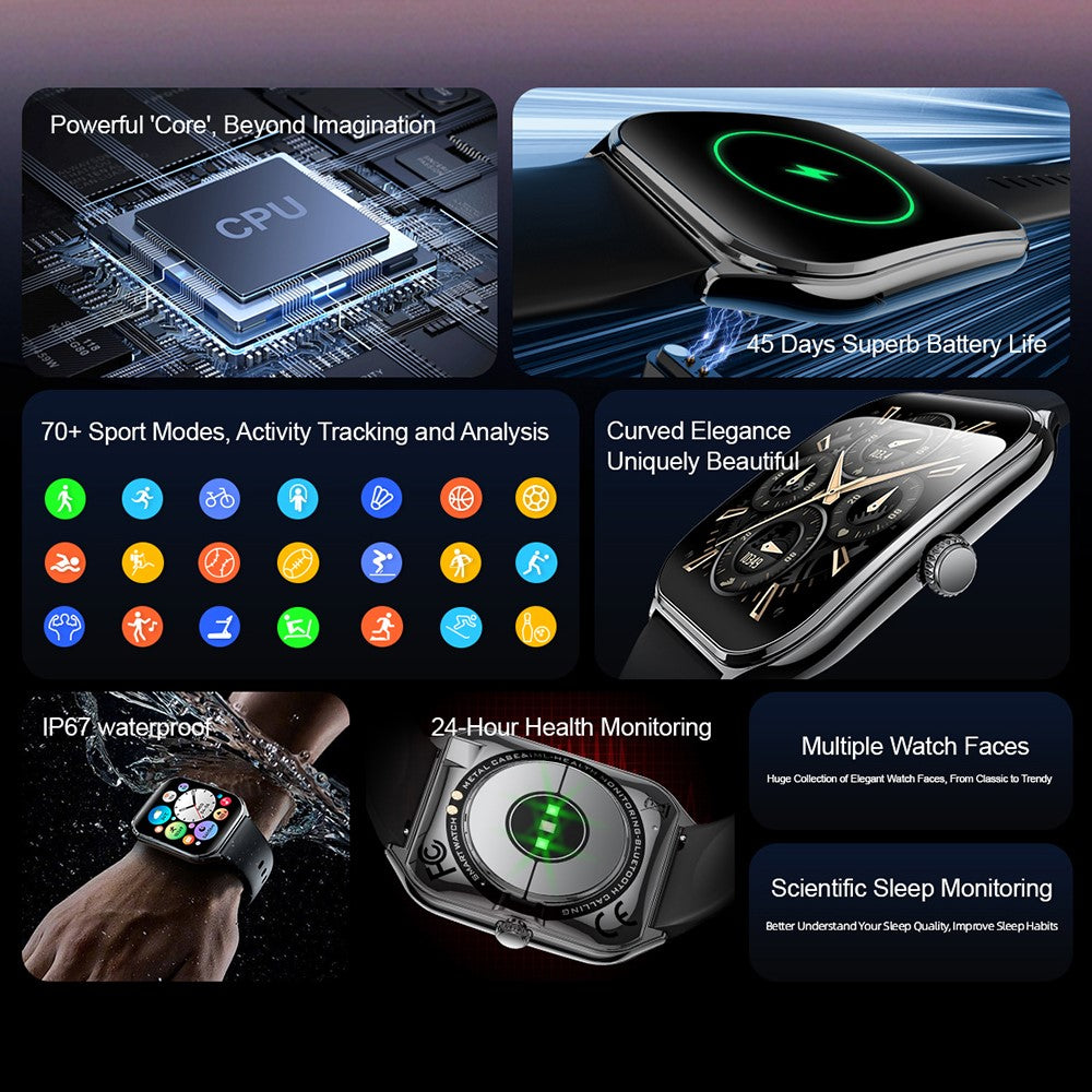 MT61 Ultra Thin Smart Watch 1.96 Inch AMOLED Curved Screen Bluetooth-Compatible Calling Health Monitor, Steel Strap