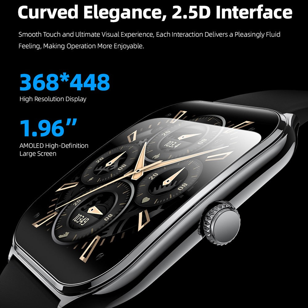MT61 Ultra Thin Smart Watch 1.96 Inch AMOLED Curved Screen Bluetooth-Compatible Calling Health Monitor, Steel Strap