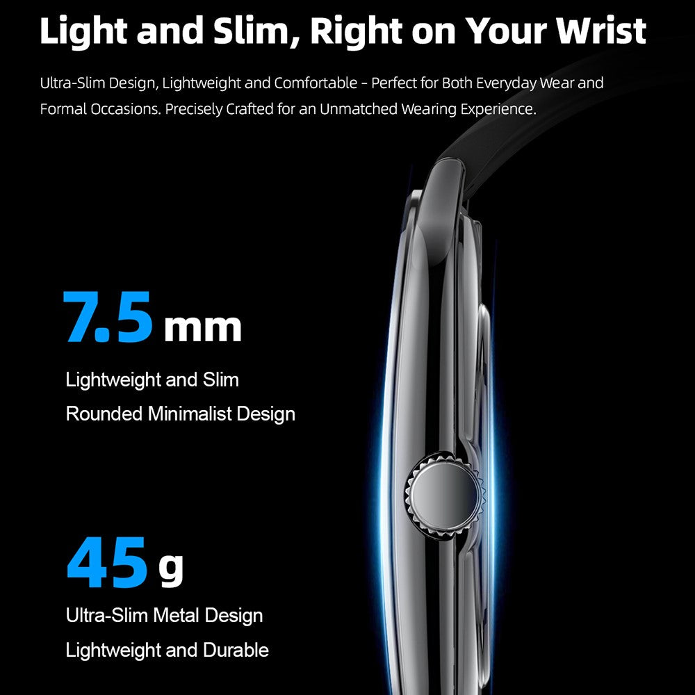 MT61 Ultra Thin Smart Watch 1.96 Inch AMOLED Curved Screen Bluetooth-Compatible Calling Health Monitor, Steel Strap