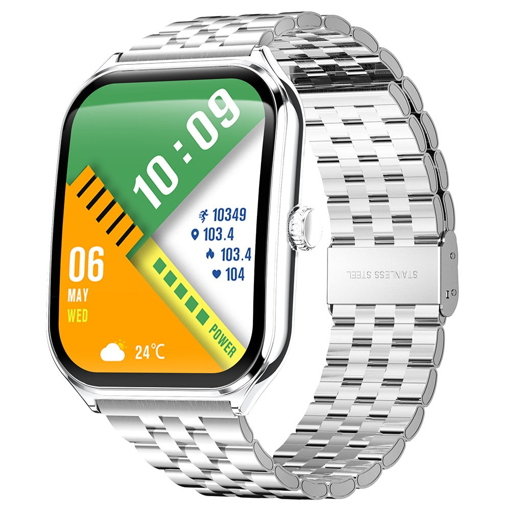 MT61 Ultra Thin Smart Watch 1.96 Inch AMOLED Curved Screen Bluetooth-Compatible Calling Health Monitor, Steel Strap