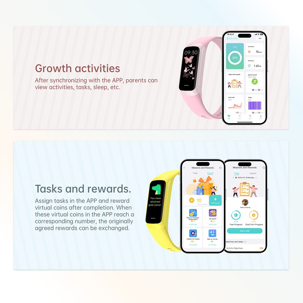 Wish 3 Children Smart Watch Reward System Parent Control App Exercise Monitoring Smart Wristband