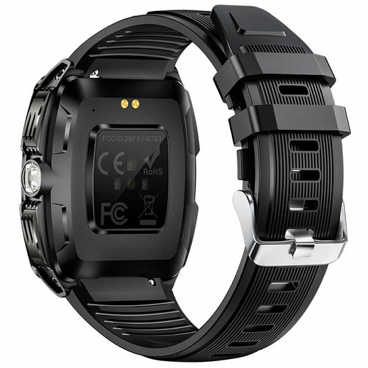 KT83 1.8 Inch Outdoor Smart Watch with Flashlight Health Monitor Bluetooth-Compatible Calling Wristwatch