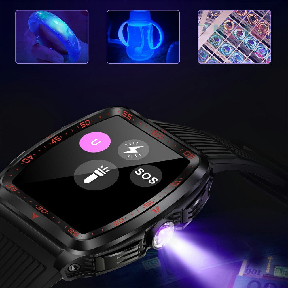 KT83 1.8 Inch Outdoor Smart Watch with Flashlight Health Monitor Bluetooth-Compatible Calling Wristwatch