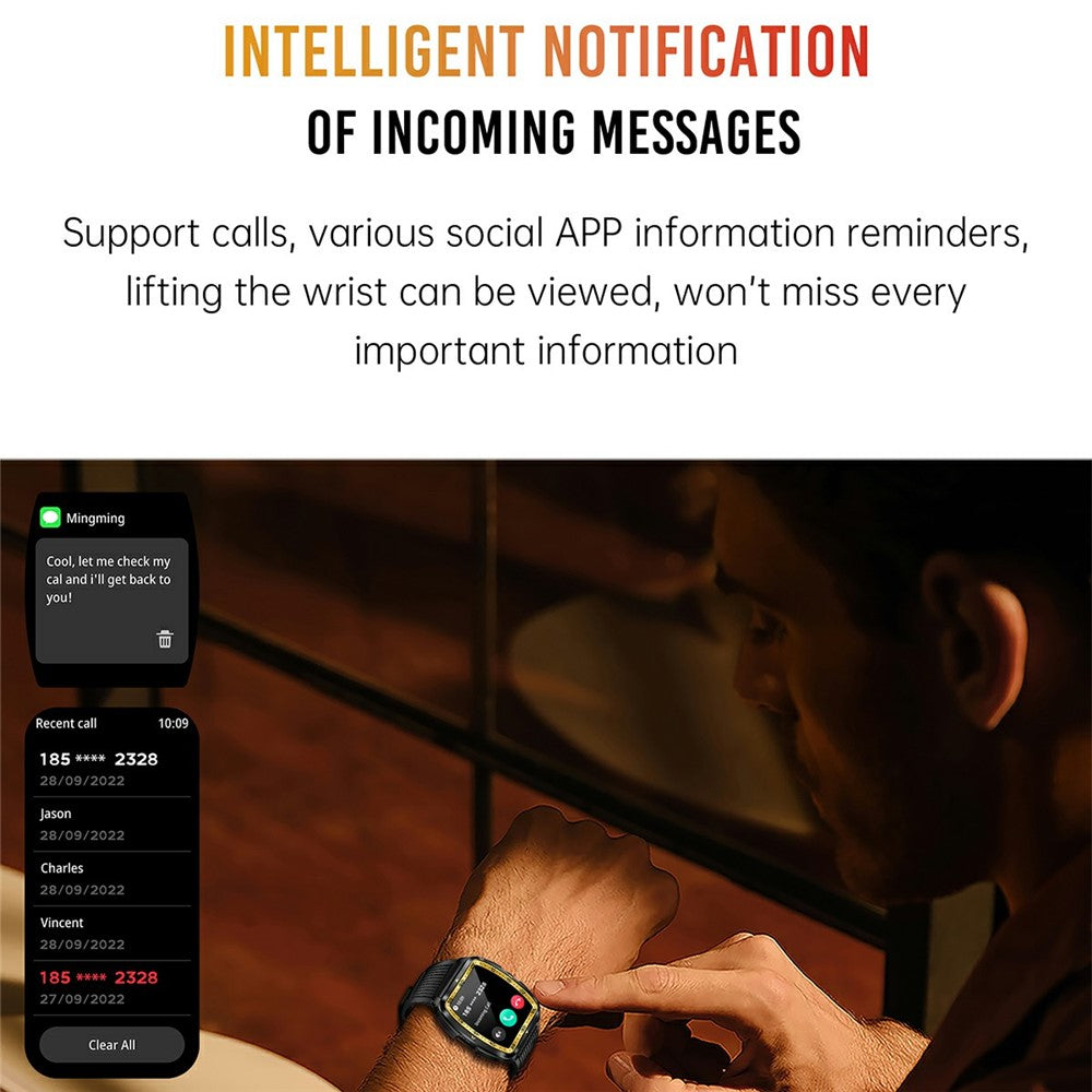 KT83 1.8 Inch Outdoor Smart Watch with Flashlight Health Monitor Bluetooth-Compatible Calling Wristwatch