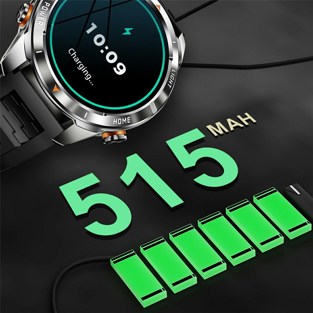 KT80 1.46 Inch Outdoor Smart Watch with Flashlight Health Monitor Multi Sport Modes Wristwatch
