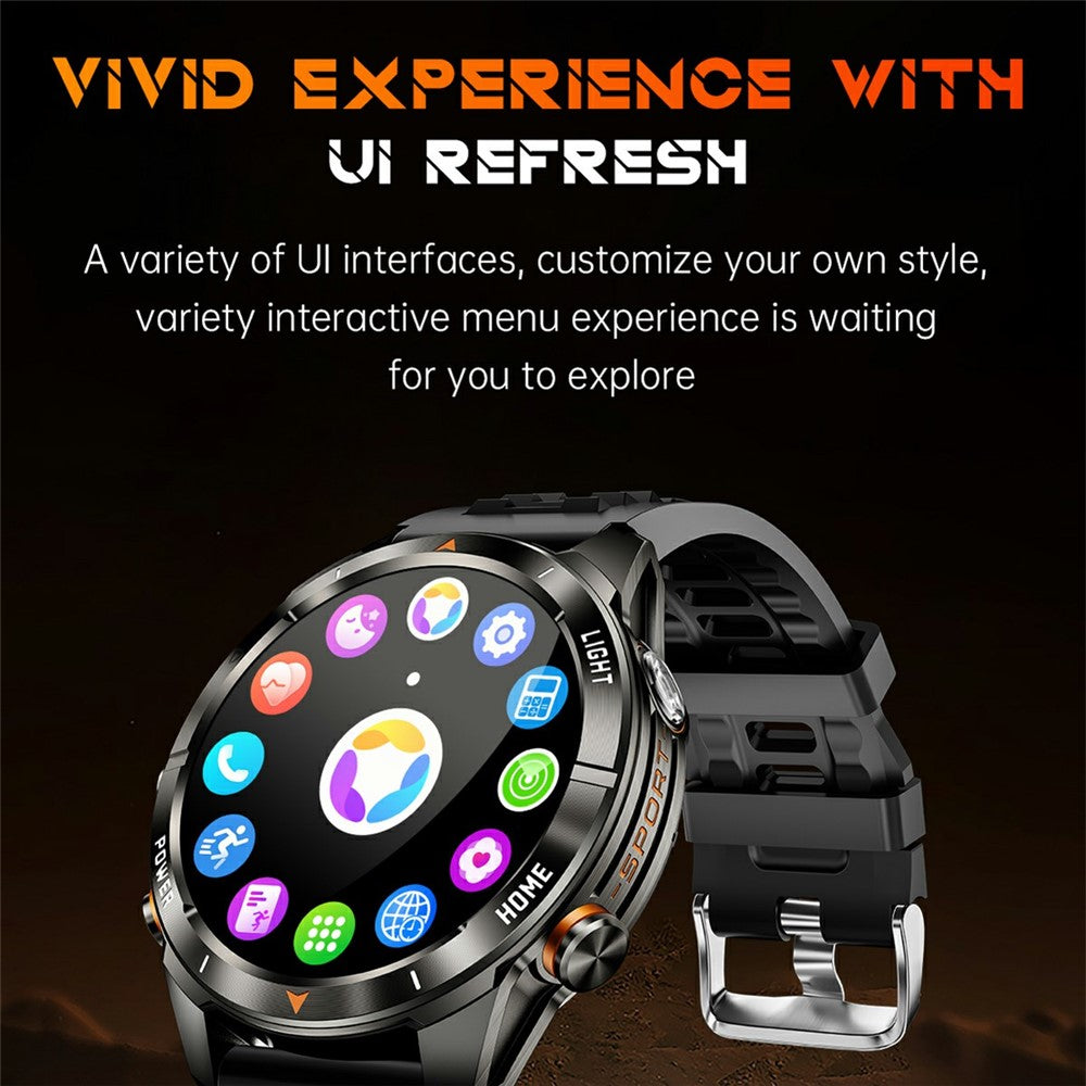 KT80 1.46 Inch Outdoor Smart Watch with Flashlight Health Monitor Multi Sport Modes Wristwatch