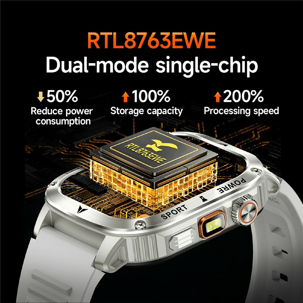 AK80 2.01 Inch HD Screen Smart Watch Bluetooth-Compatible Calling Heart Rate Monitor Sports Tracker, Silicone Strap