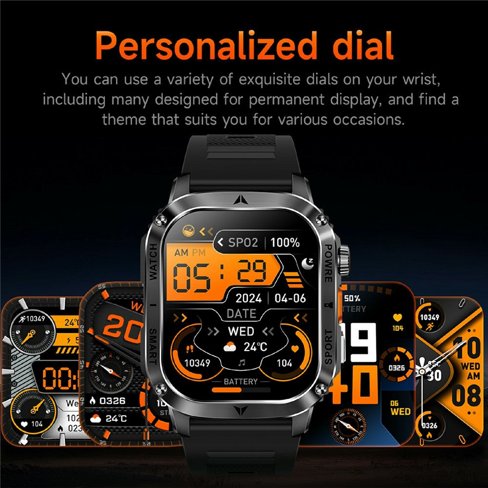AK80 2.01 Inch HD Screen Smart Watch Bluetooth-Compatible Calling Heart Rate Monitor Sports Tracker, Silicone Strap
