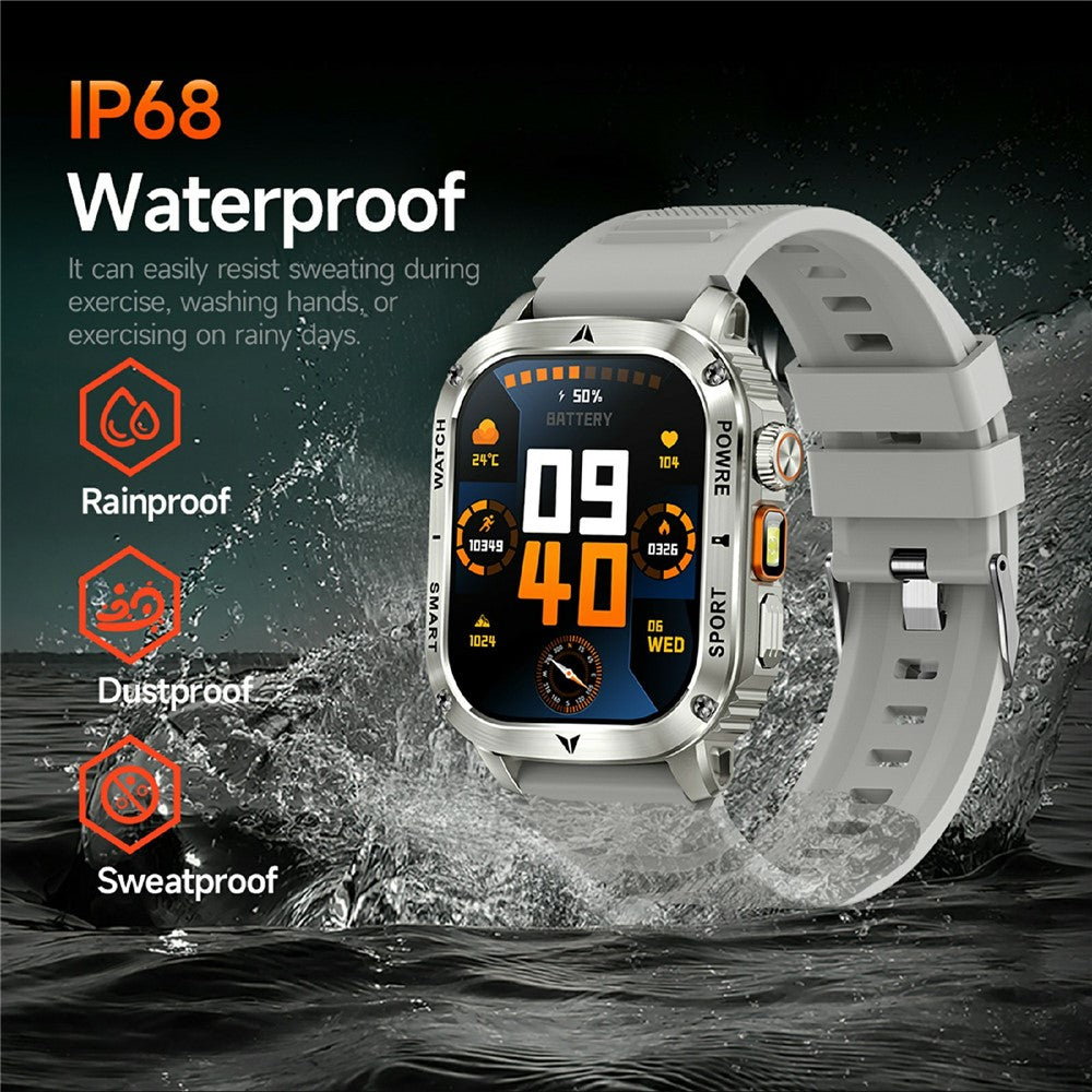 AK80 2.01 Inch HD Screen Smart Watch Bluetooth-Compatible Calling Heart Rate Monitor Sports Tracker, Silicone Strap