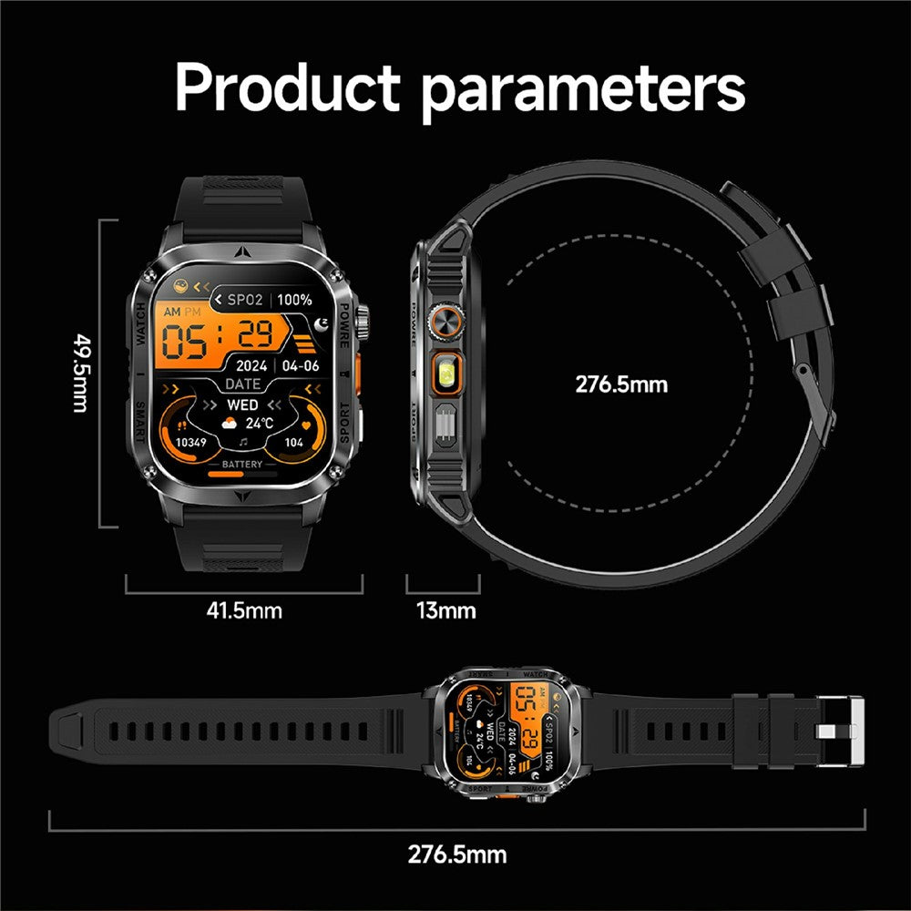 AK80 2.01 Inch HD Screen Smart Watch Bluetooth-Compatible Calling Heart Rate Monitor Sports Tracker, Silicone Strap