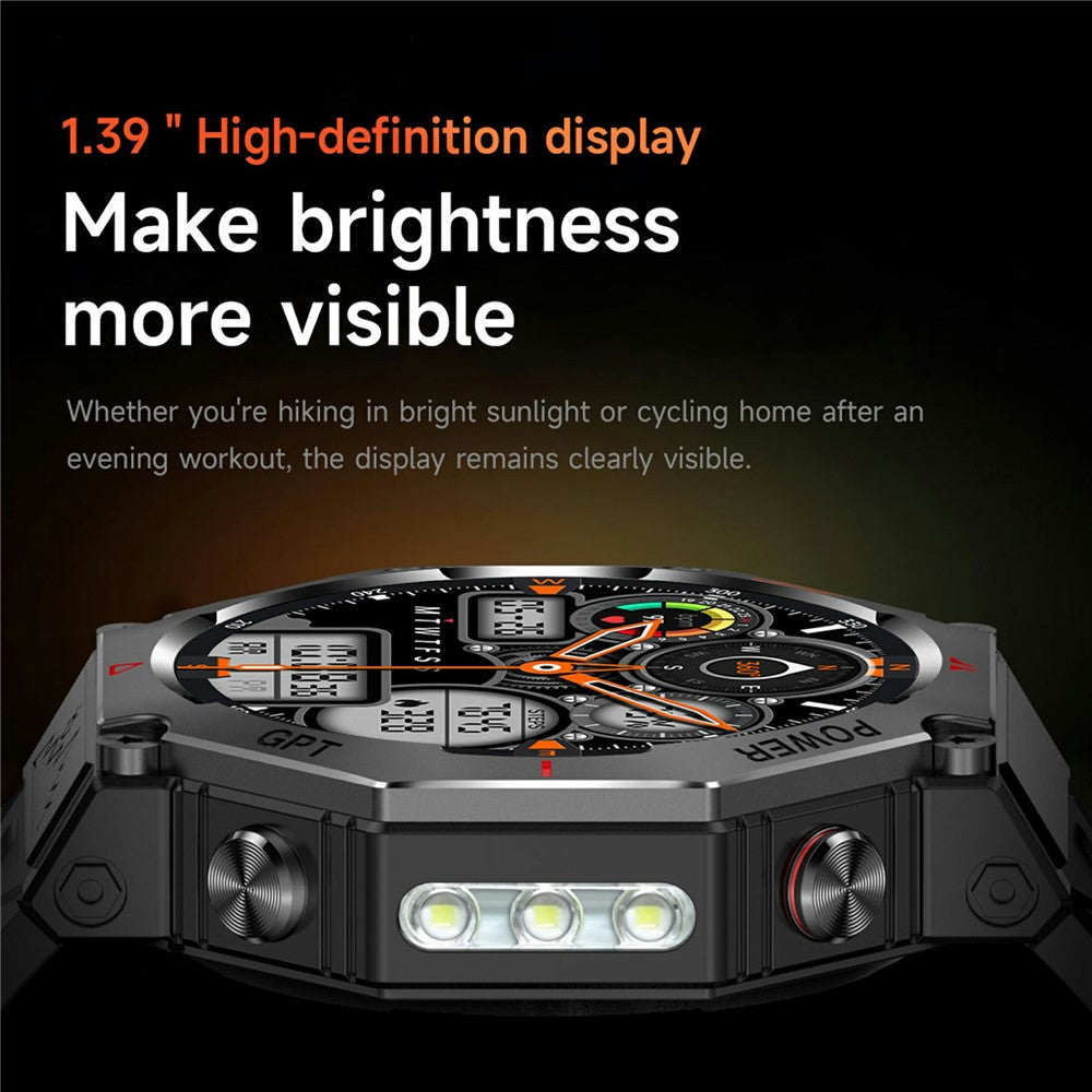 KC91 1.39 Inch HD Screen Outdoor Smart Watch Built In GPS Sports Tracker Heart Rate Monitor with Altimeter / Barometer / Compass
