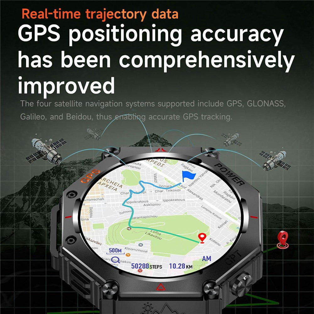 KC91 1.39 Inch HD Screen Outdoor Smart Watch Built In GPS Sports Tracker Heart Rate Monitor with Altimeter / Barometer / Compass