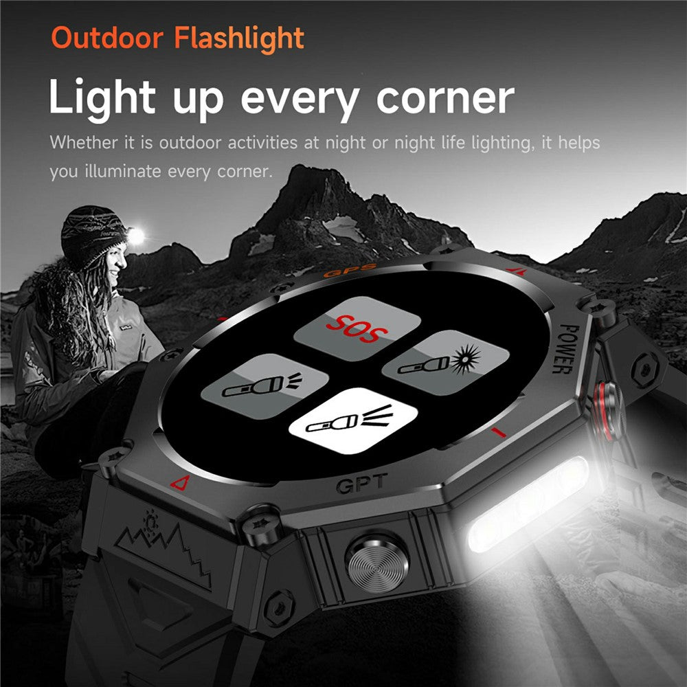 KC91 1.39 Inch HD Screen Outdoor Smart Watch Built In GPS Sports Tracker Heart Rate Monitor with Altimeter / Barometer / Compass