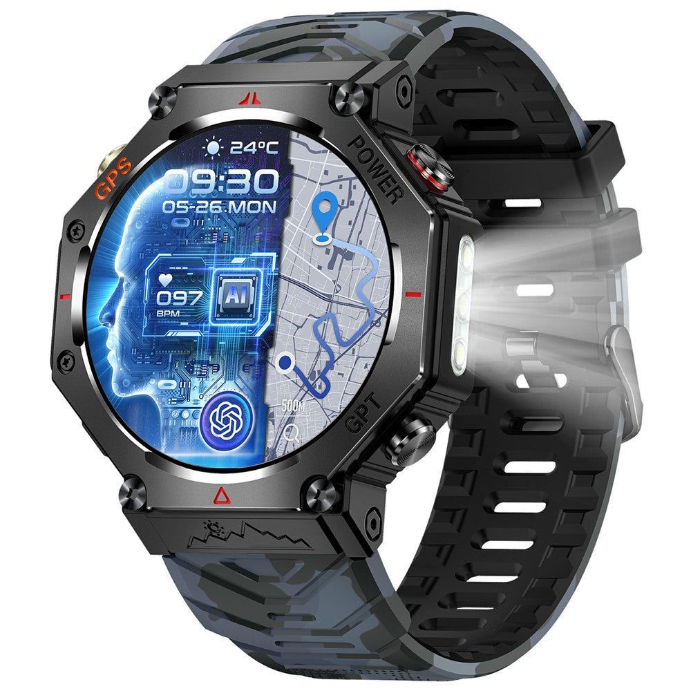 KC91 1.39 Inch HD Screen Outdoor Smart Watch Built In GPS Sports Tracker Heart Rate Monitor with Altimeter / Barometer / Compass
