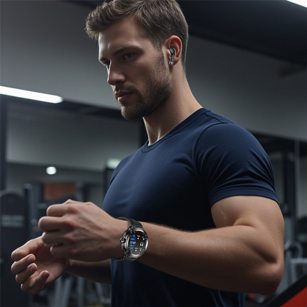 D13 Silicone Strap Smart Watch with Bluetooth-Compatible Earbuds 2 in 1 Fitness Tracker Touchscreen Smartwatch