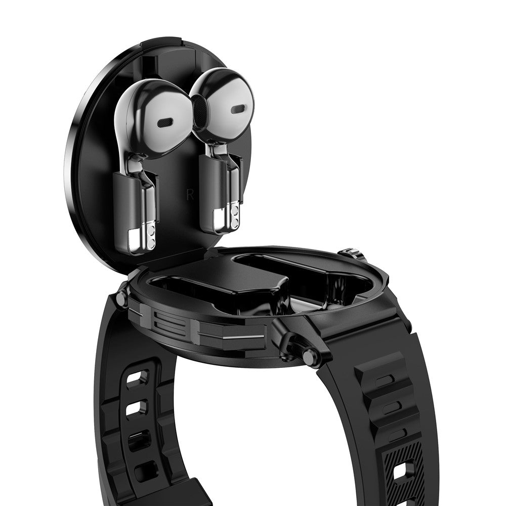 D13 Silicone Strap Smart Watch with Bluetooth-Compatible Earbuds 2 in 1 Fitness Tracker Touchscreen Smartwatch